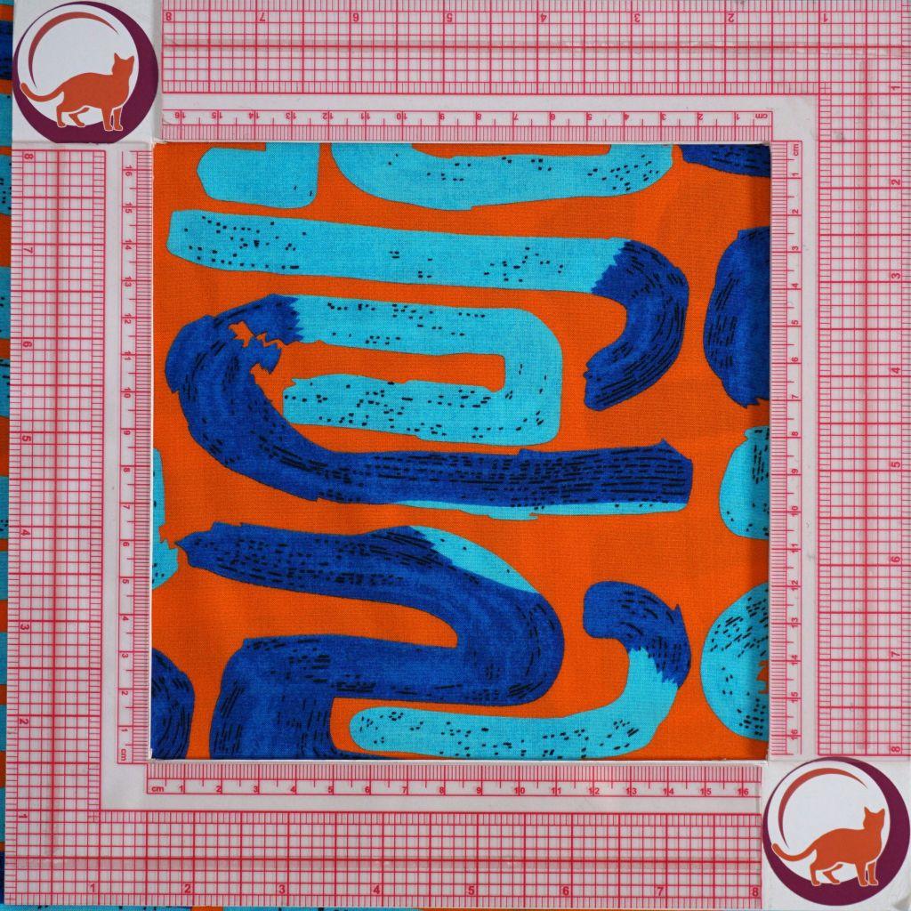 Viskose Druck grafisches Muster türkis blau orange